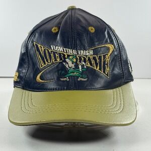Notre Dame Fighting Irish Leather Baseball Cap Hat Gold Green Navy One Size